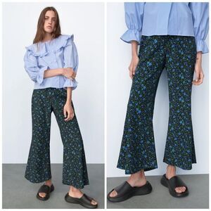 Zara Flared Pants High Waist Floral Print